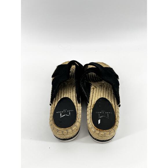 Marc Fisher LTD Black Suede Espadrille Platform Slide Sandals 6.5M - Picture 3 of 6